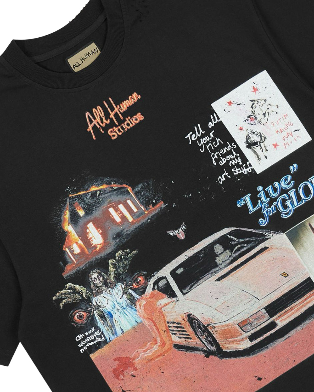 All Human White Ferrari V2 Tee Black