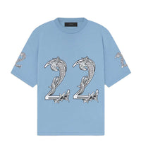 Amiri Oversized 22 Tee Ashley Blue Front View