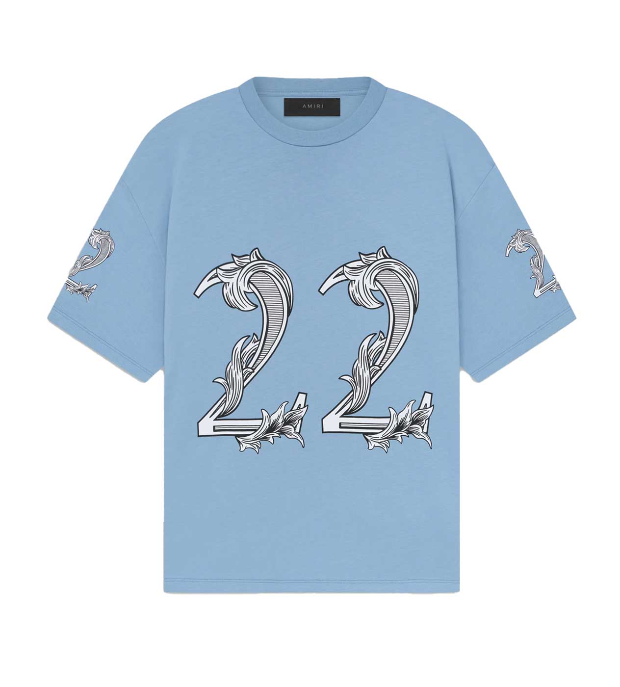 Amiri Oversized 22 Tee Ashley Blue Front View