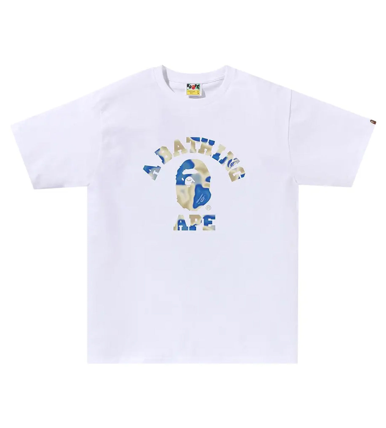 Bape Liquid Camo College Tee White/Blue