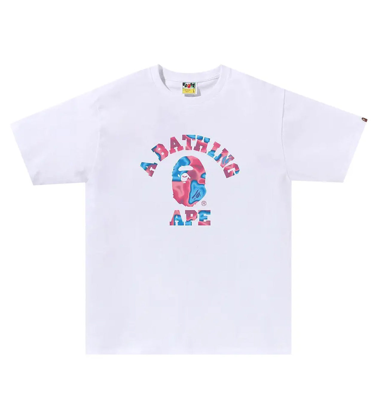 Bape Liquid Camo College Tee White/Pink