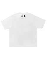 Bape x WWE Cody Rhodes Baby Milo Tee white, back view with small WWE logo and Bape Ape Head at the upper back