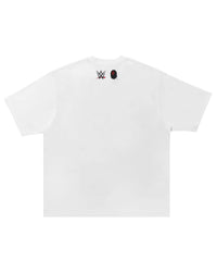 Bape x WWE Cody Rhodes Baby Milo Tee white, back view with small WWE logo and Bape Ape Head at the upper back
