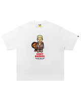 Bape x WWE Cody Rhodes Baby Milo Relaxed Fit Tee white, Baby Milo and wrestler character graphic with red name lettering, front view