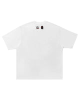 Bape x WWE Roman Reigns Baby Milo Tee white, back view with small WWE logo and Bape Ape Head at the upper back