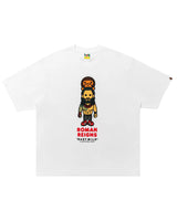 Bape x WWE Roman Reigns Baby Milo Relaxed Fit Tee white, Baby Milo wrestler character graphic with red name lettering, front view