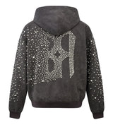 Birth of Royal Child Cashew Blossom Pearl Zipper Hoodie Dark Grey