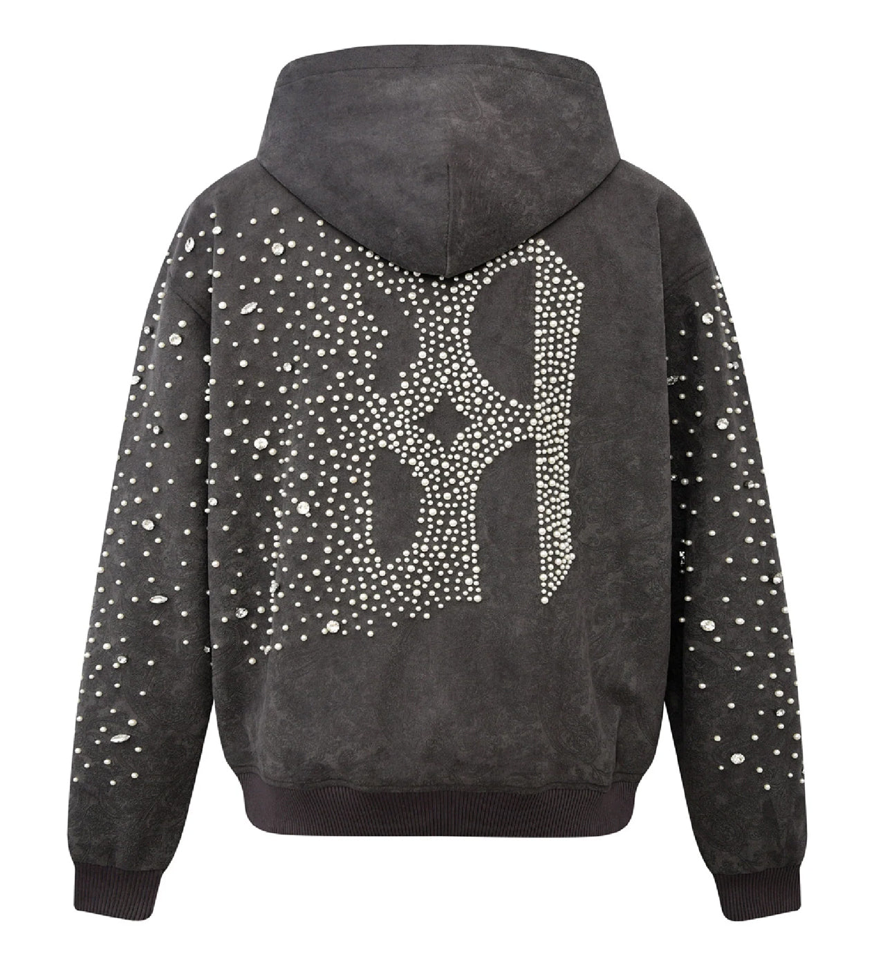 Birth of Royal Child Cashew Blossom Pearl Zipper Hoodie Dark Grey