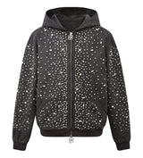 Birth of Royal Child Cashew Blossom Pearl Zipper Hoodie Dark Grey