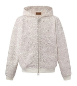 Birth of Royal Child Cashew Blossom Pearl Zipper Hoodie White