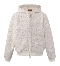 Birth of Royal Child Cashew Blossom Pearl Zipper Hoodie White