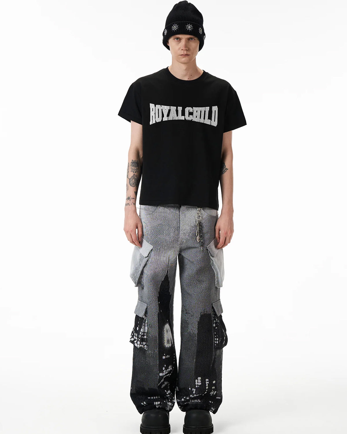 Birth of Royal Child Crystal Embellished Tee Black