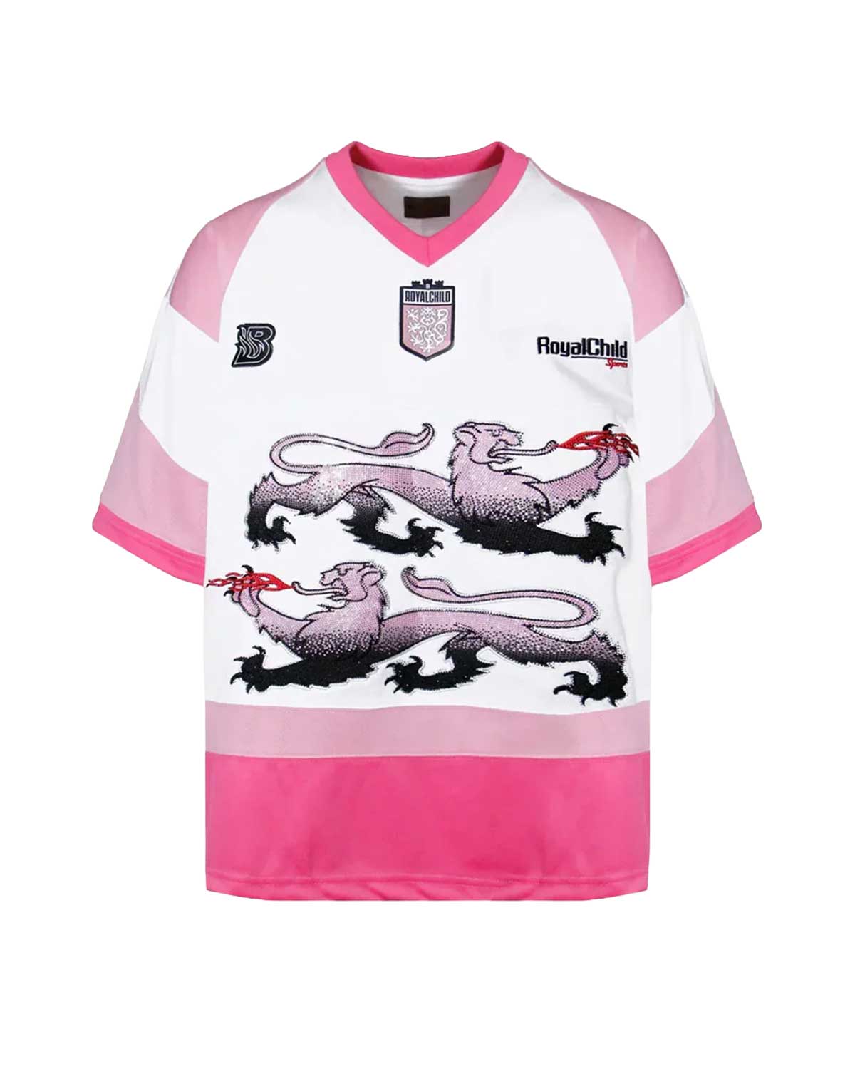 Birth of Royal Child Double Lion Rhinestone Jersey Pink