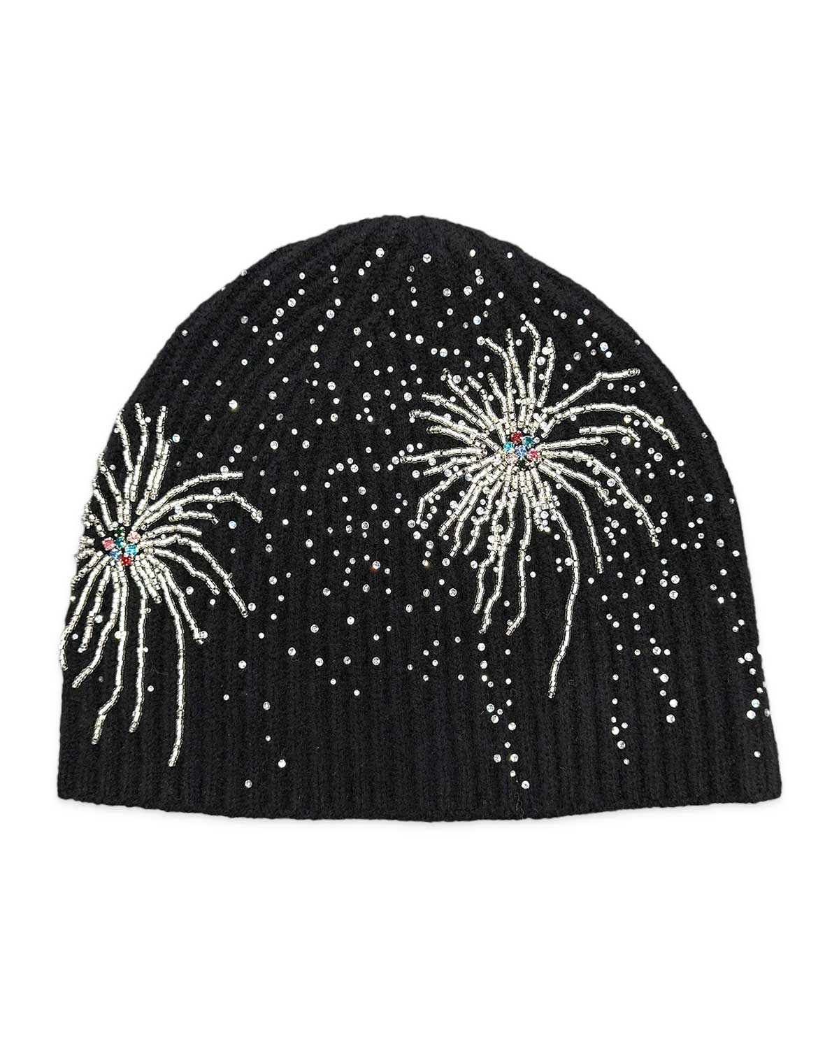 Birth of Royal Child Fireworks Studded Beaded Beanie Black