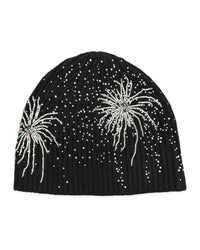 Birth of Royal Child Fireworks Studded Beaded Beanie Black