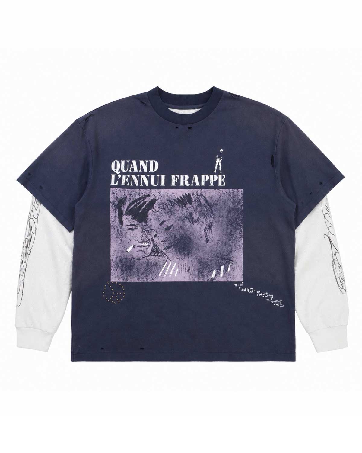Boredom Kills French Layered L/S Tee Navy