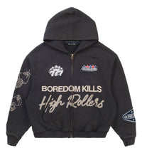 Boredom Kills High Rollers Zip Up Hoodie Black