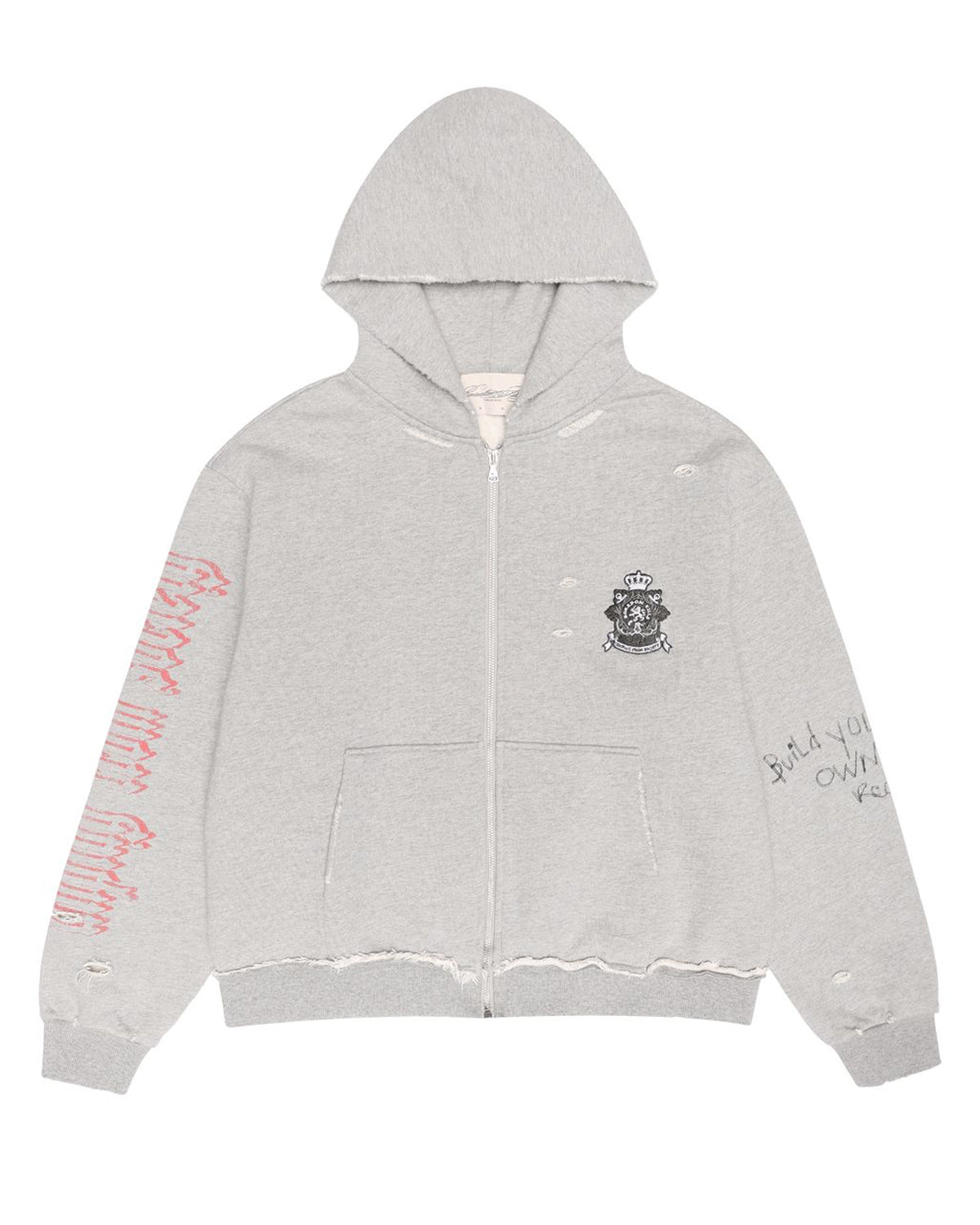 Boredom Kills Reality Zip Up Hoodie Grey