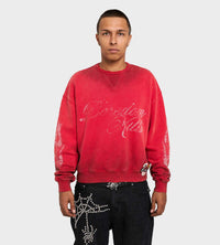 Boredom Kills Script Sweater Red