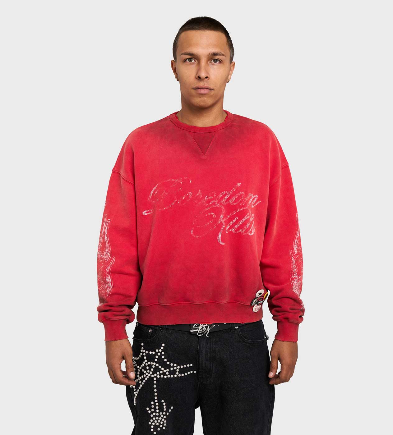 Boredom Kills Script Sweater Red