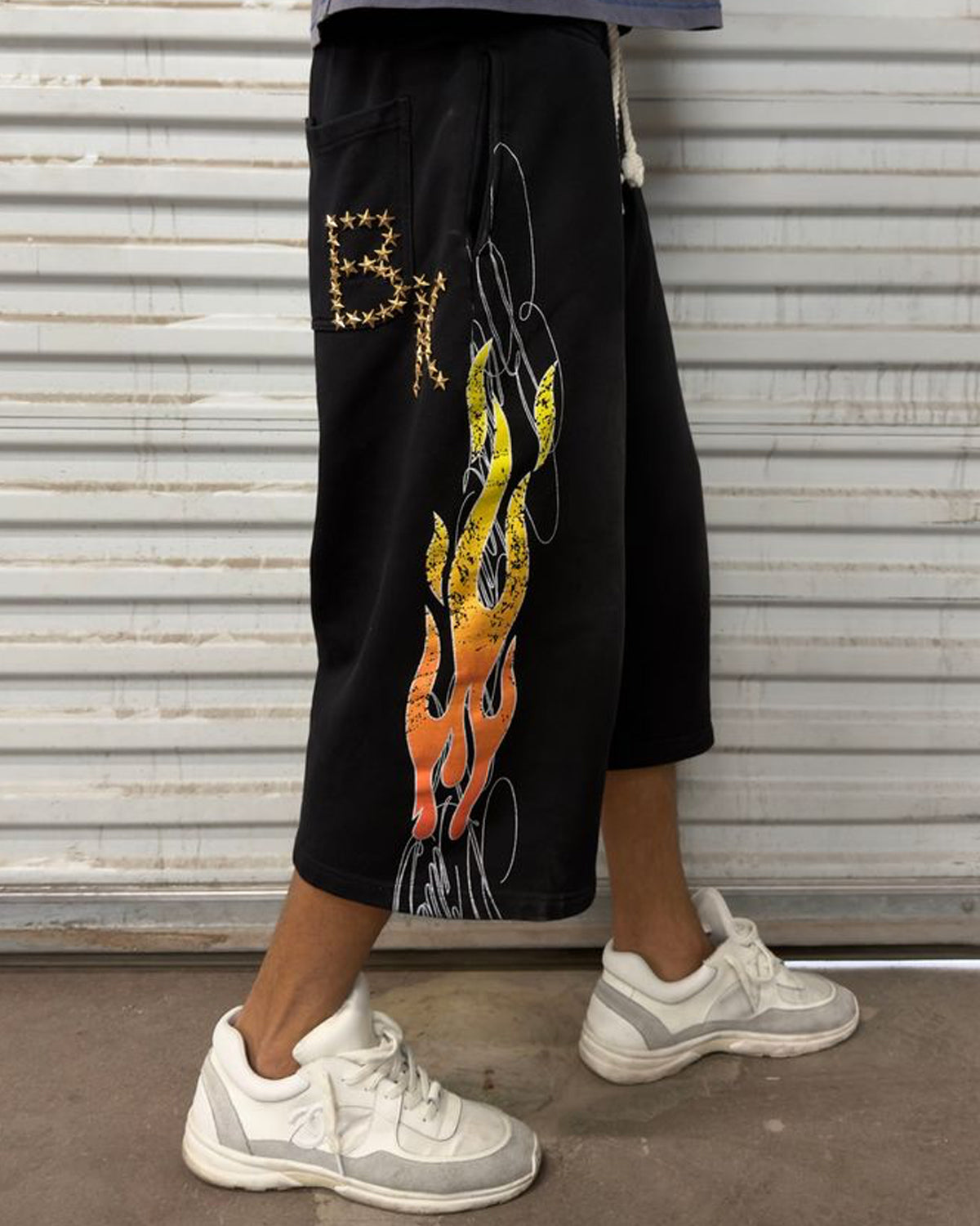 Boredom Kills Up in Flames Shorts Black