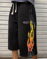 Boredom Kills Up in Flames Shorts Black