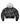 Boredom Kills VP Jacket black, black camo cropped bomber with attached heather grey hood and embellished script logo, front view