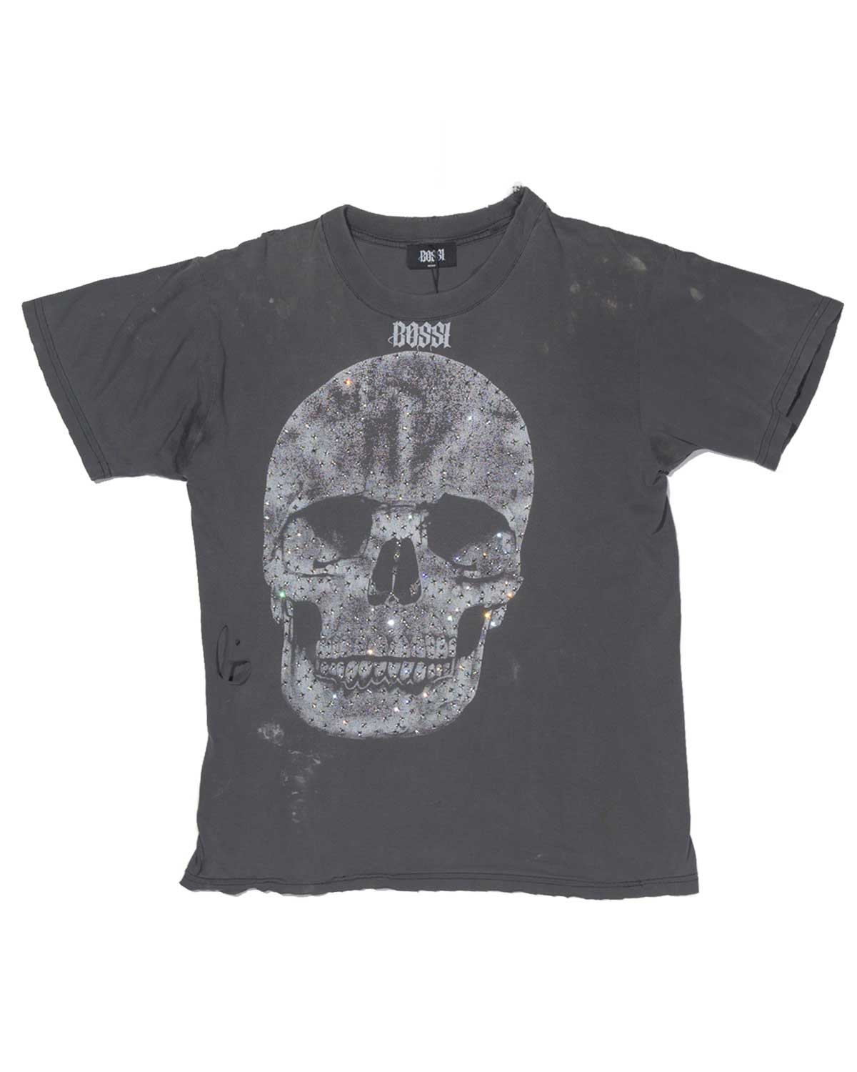 Bossi Vintage Rhinestone  Skull Tee Black