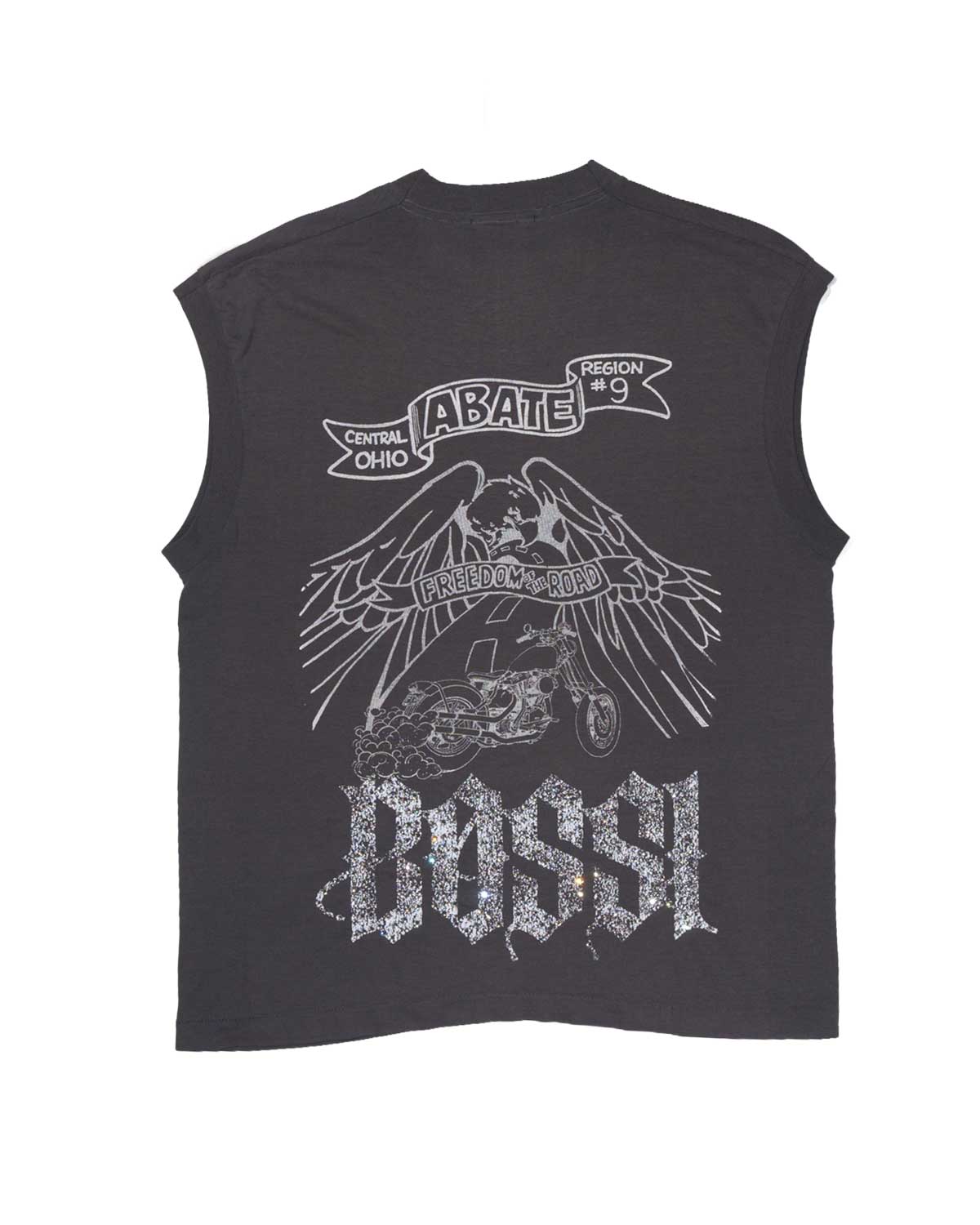Bossi Vintage Rhinestone Sleeveless Tee Black