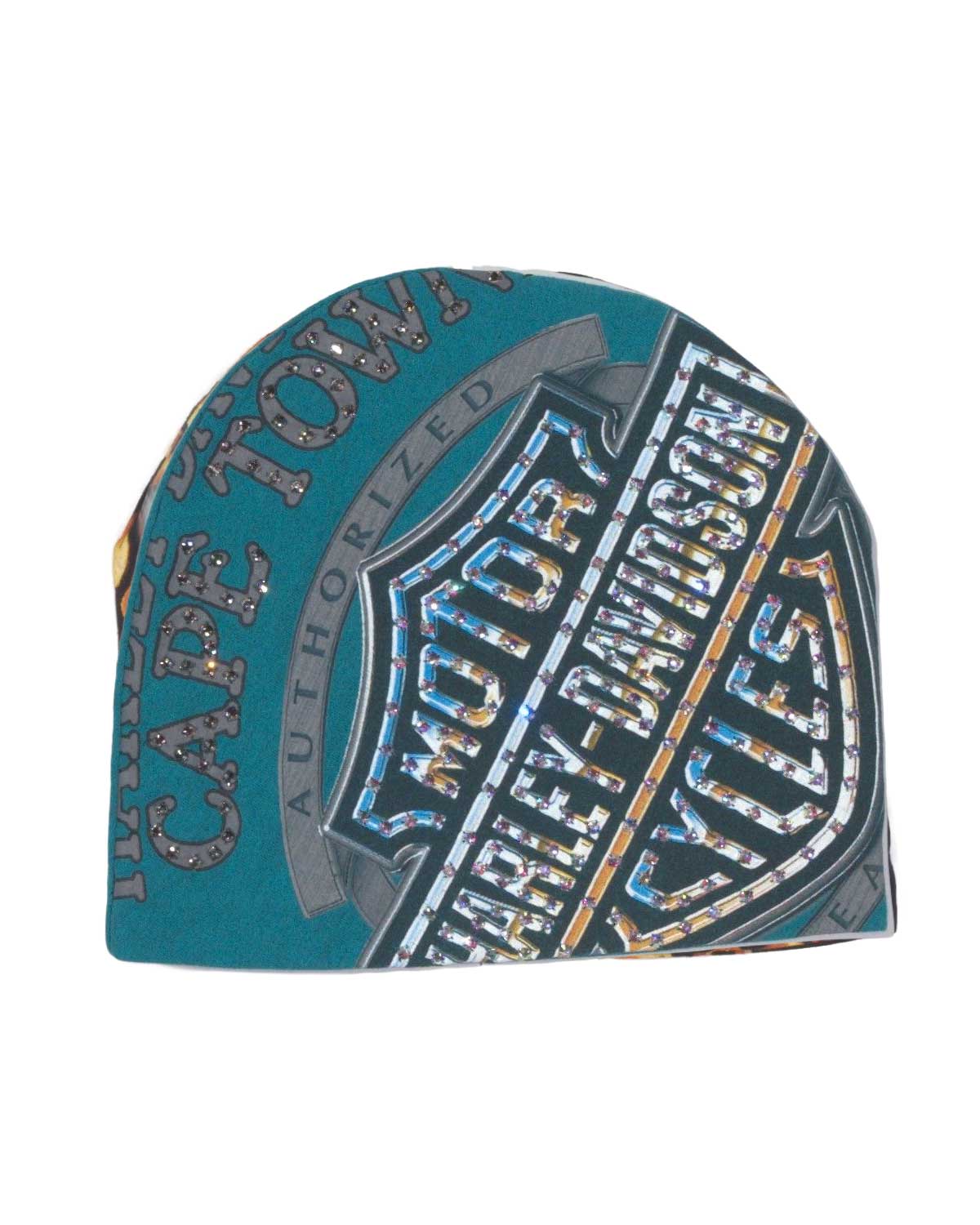 Bossi Vintage Rhinestone Cape Town Harley Beanie Blue