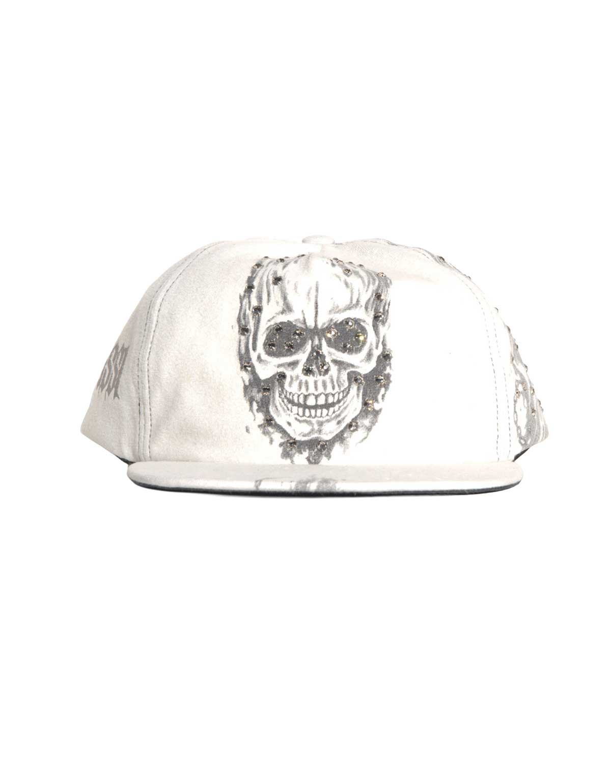 Bossi Vintage Rhinestone Snapback Hat White