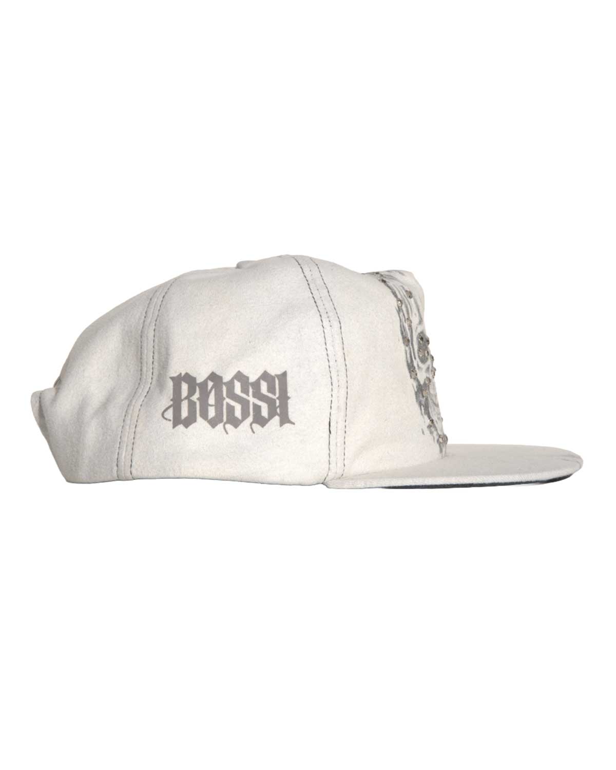 Bossi Vintage Rhinestone Snapback Hat White