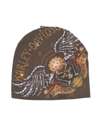Bossi Vintage Rhinestone Harley Beanie Brown