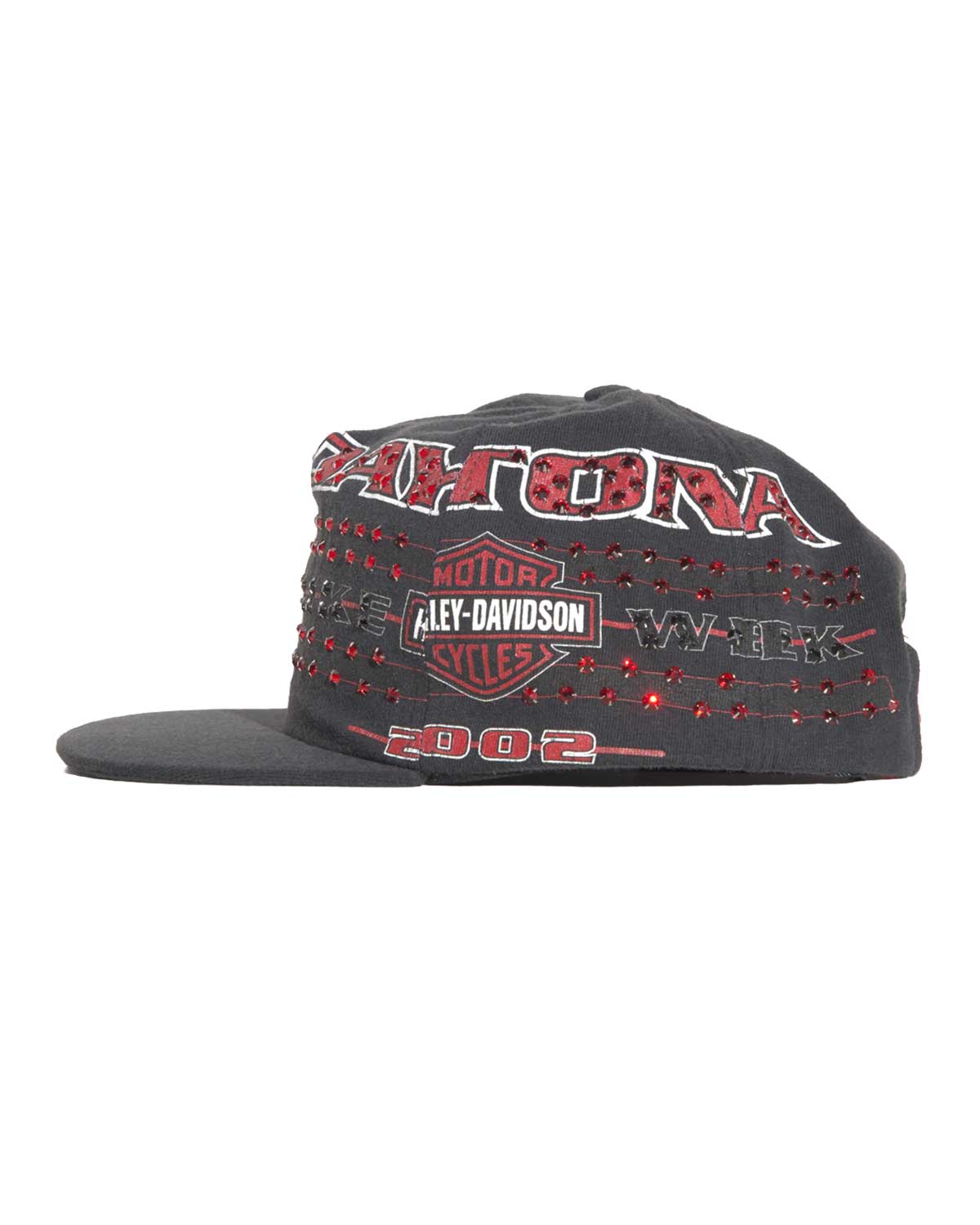 Bossi Vintage Rhinestone Snapback Hat Black/Red