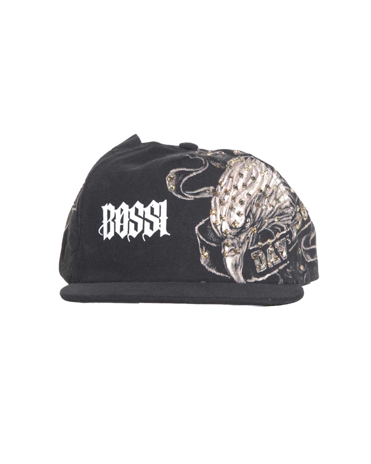 Bossi Vintage Rhinestone Snapback Hat black