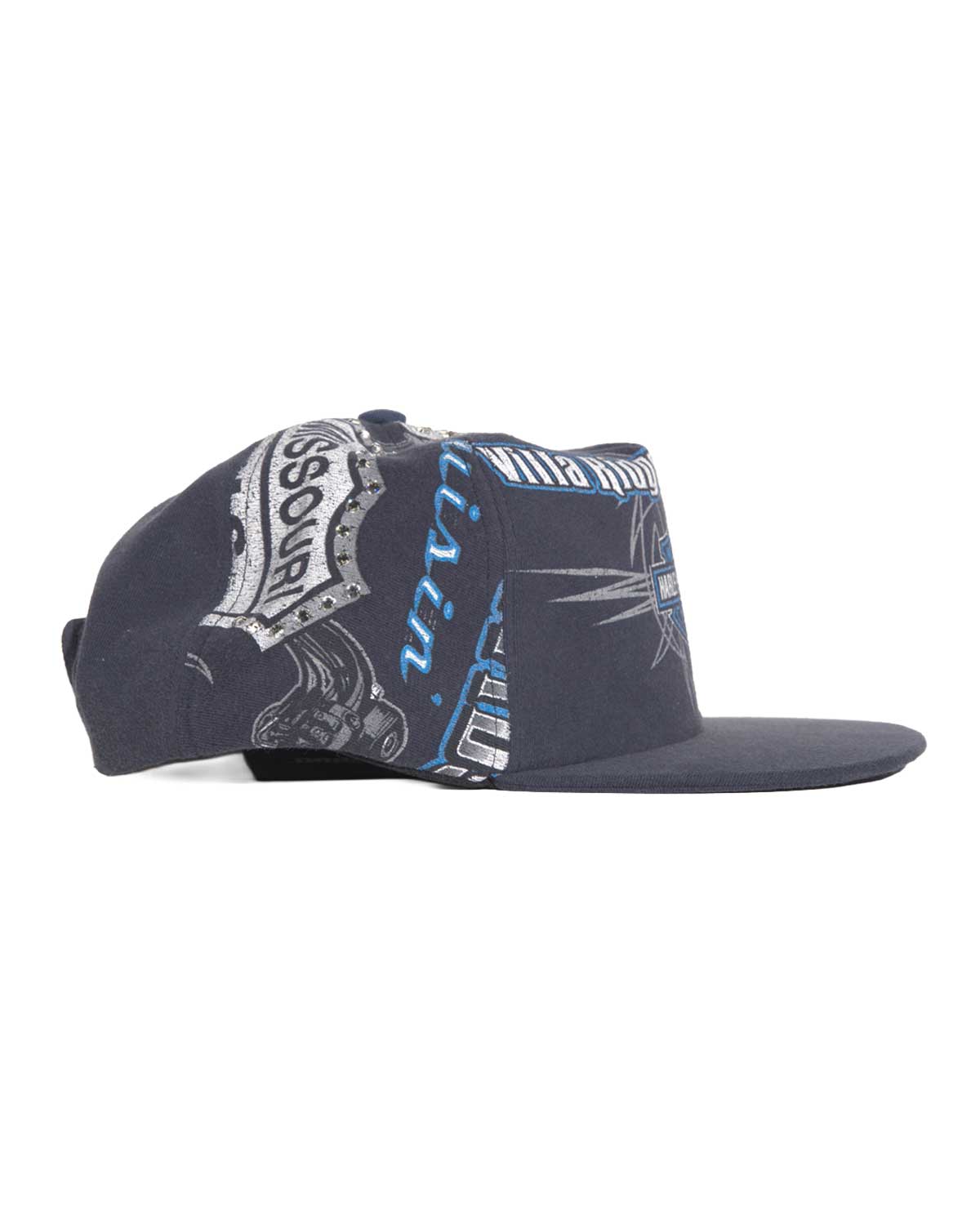 Bossi Vintage Rhinestone Snapback Hat Navy