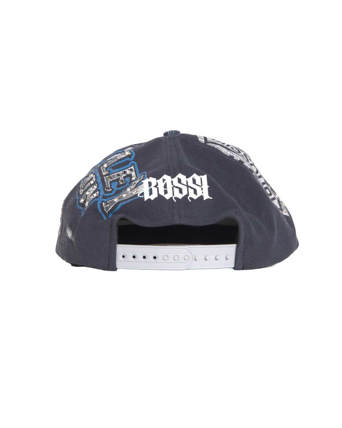 Bossi Vintage Rhinestone Snapback Hat Navy