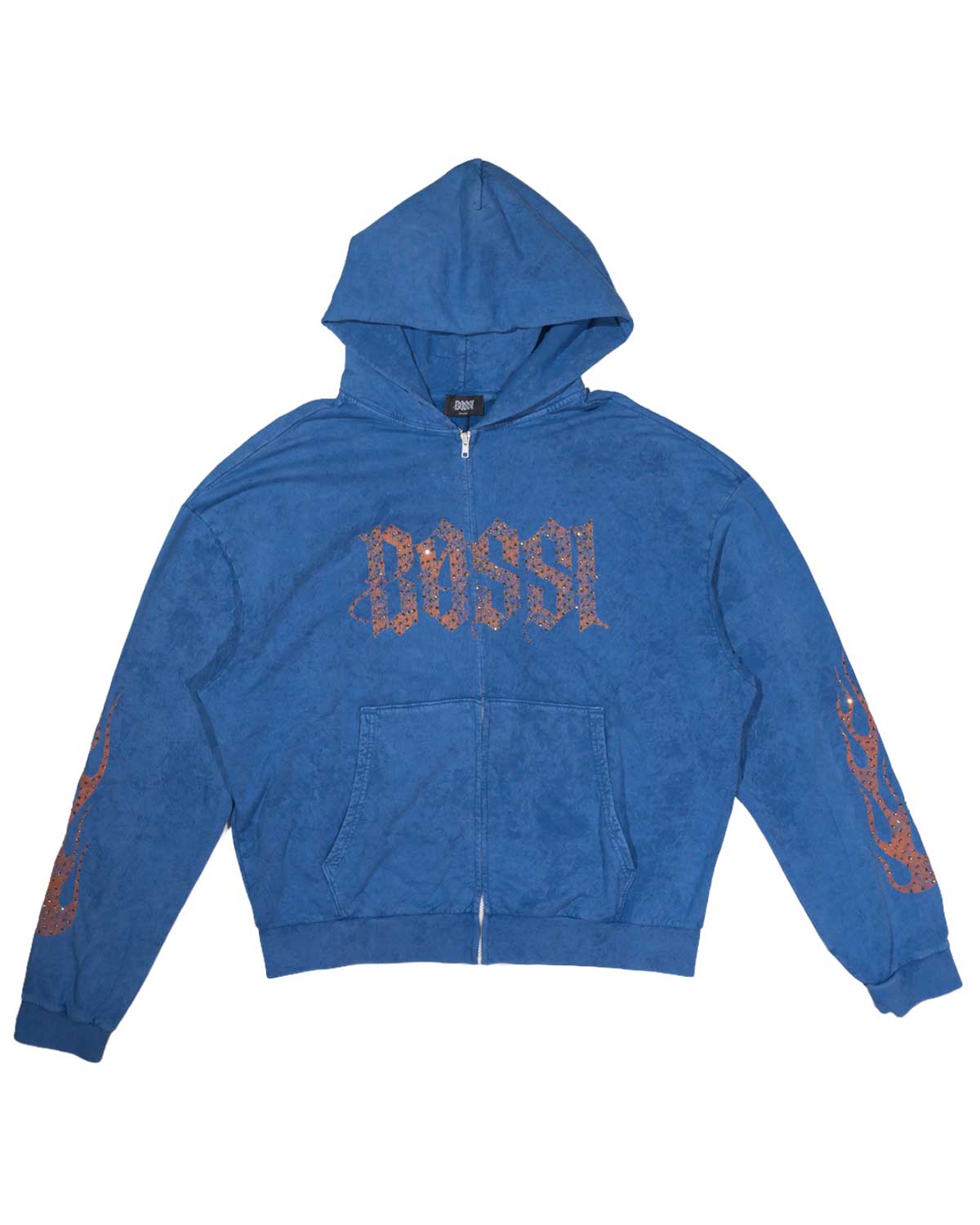 Bossi Vintage Rhinestone Hoodie Blue/Orange