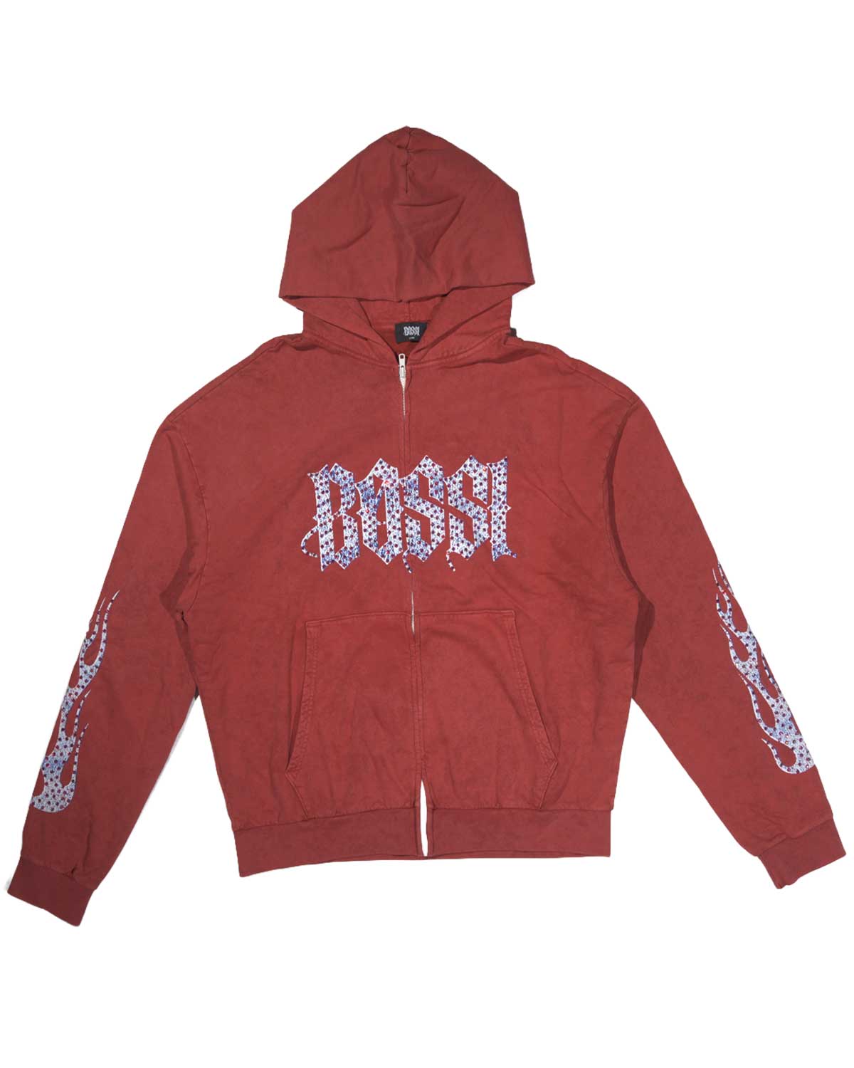 Bossi Vintage Rhinestone Hoodie Red/White/Red 