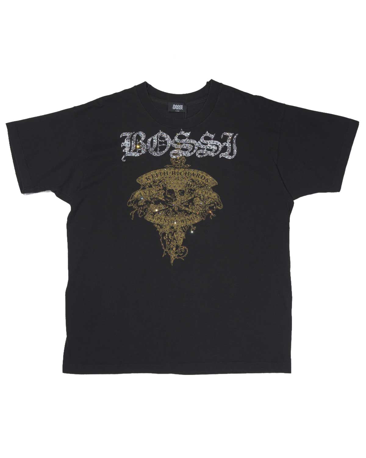 Bossi Vintage Rhinestone Keith Richards X-Pensive Winos Tee Black