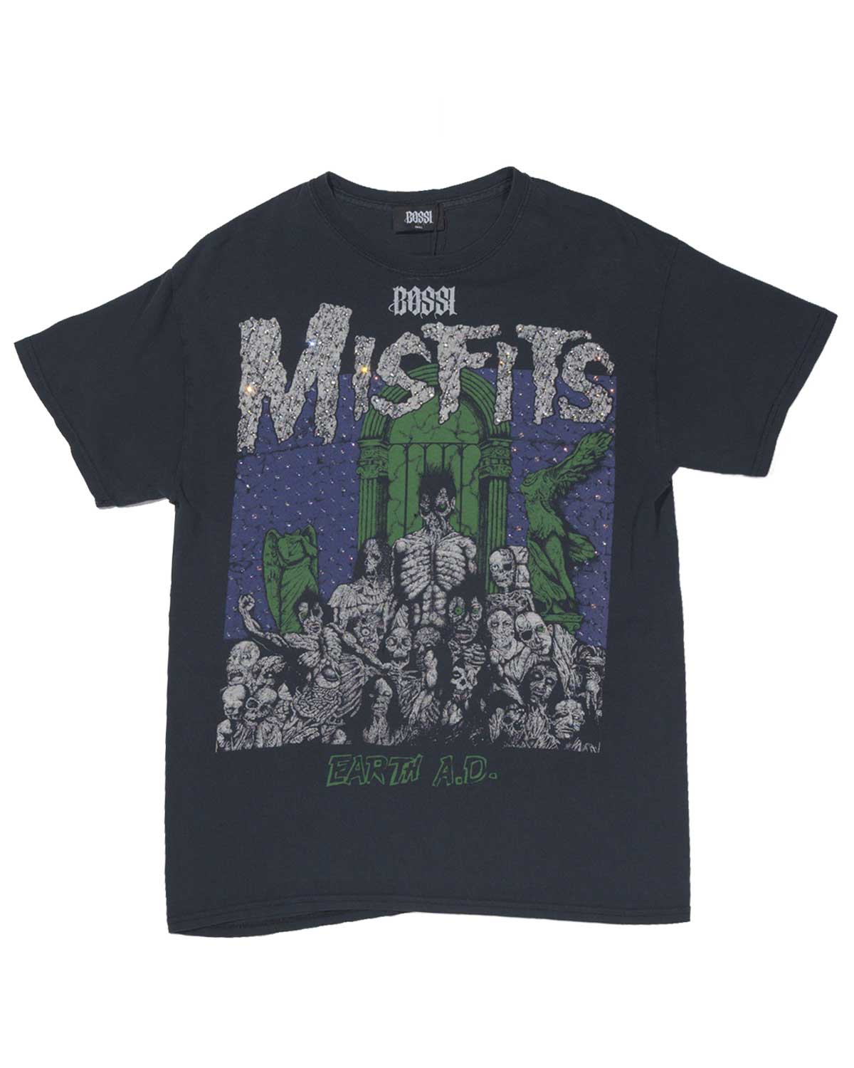 Bossi Vintage Rhinestone Misfits Earth A.D. Tee Black