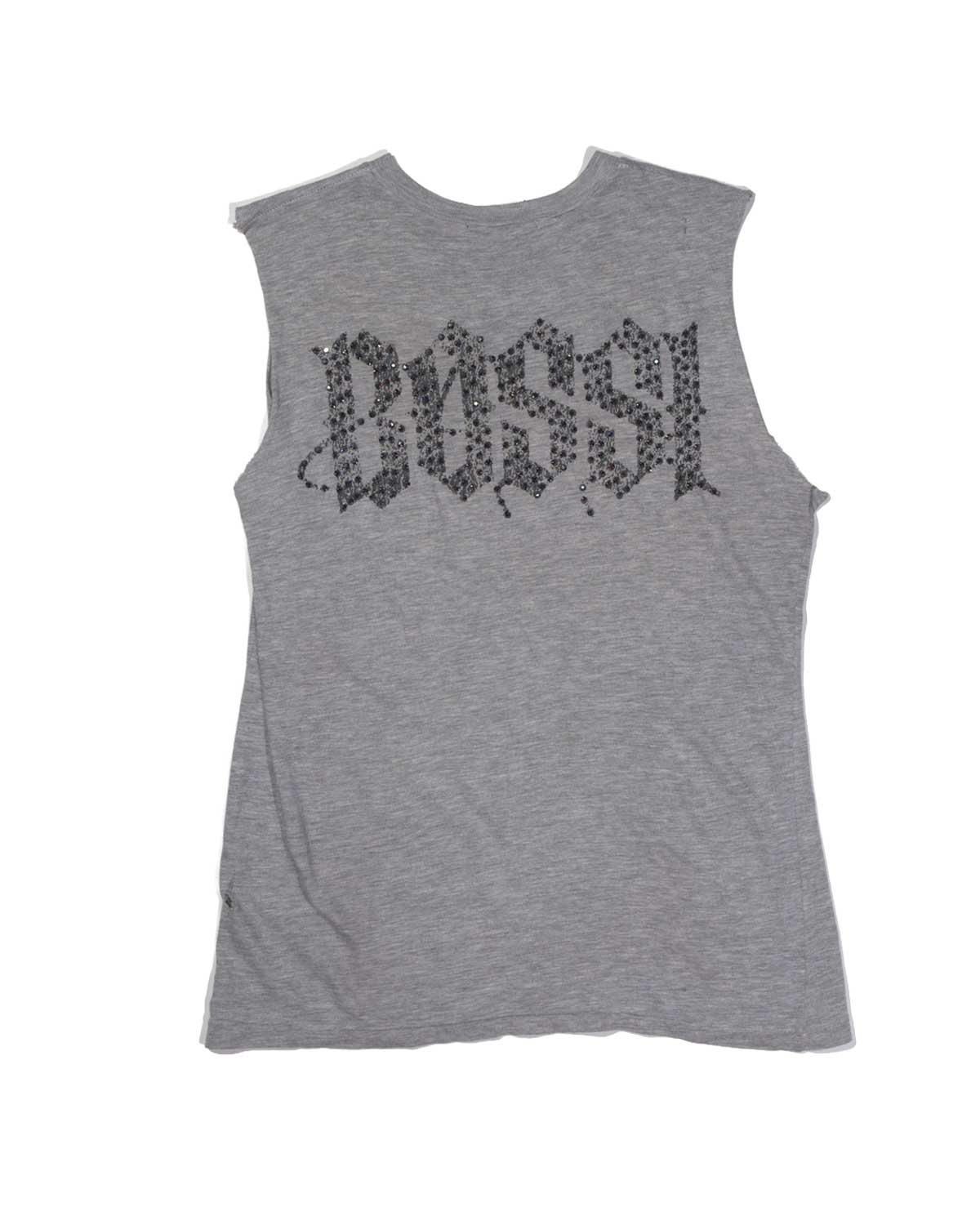 Bossi Vintage Rhinestone Sleeveless Tee Grey