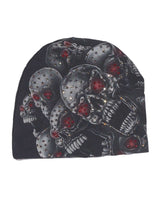Bossi Vintage Rhinestone Screaming Skulls Beanie Black/Red