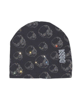 Bossi Vintage Rhinestone Skull Pattern Beanie Black