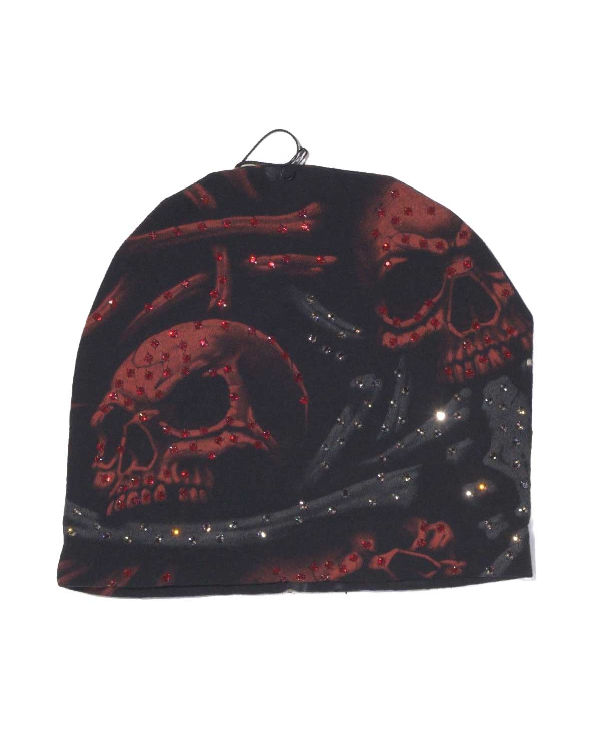 Bossi Vintage Rhinestone Skull & Bones Beanie 1 Black