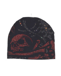 Bossi Vintage Rhinestone Skull & Bones Beanie 2 Black