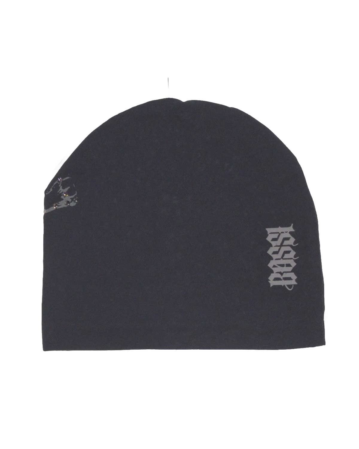 Bossi Vintage Rhinestone Skull & Crossbones Beanie Black