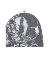 Bossi Vintage Rhinestone Skull & Roses Beanie Black/White