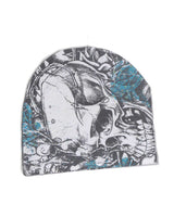 Bossi Vintage Rhinestone Skull & Roses Beanie Black/White