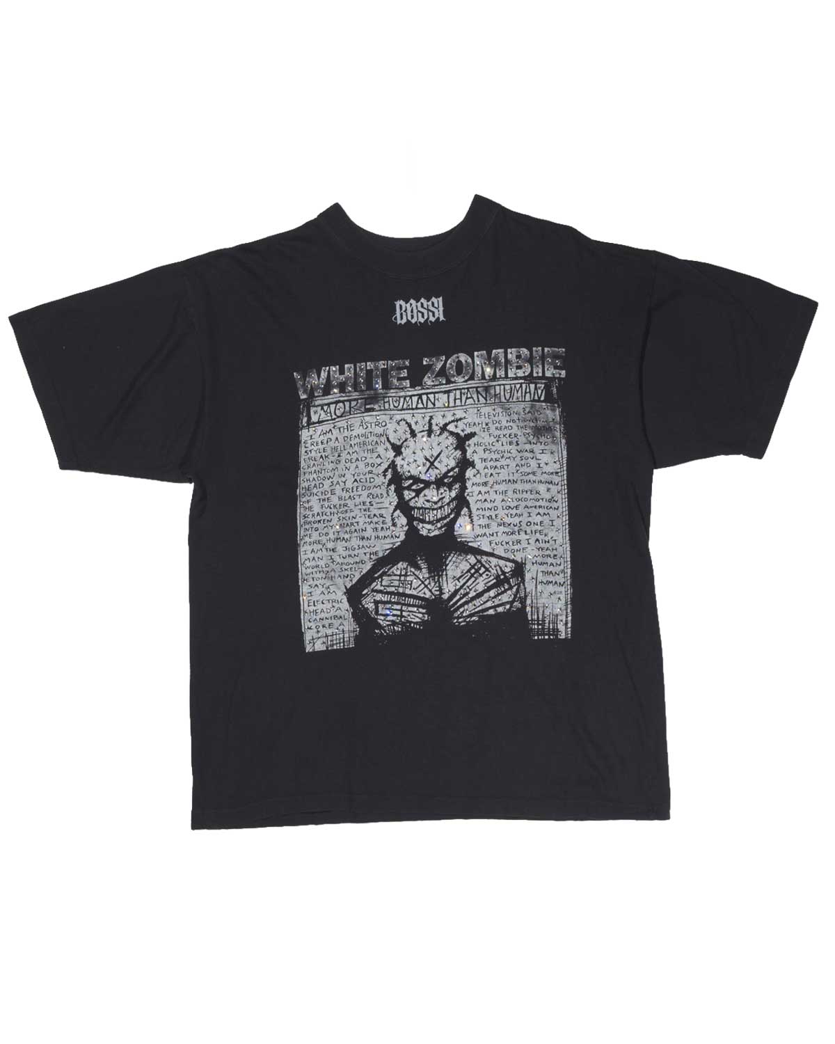 Bossi Vintage Rhinestone White Zombie Tee Black 